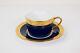 Raynaud Limoges Conde Flat Cup And Saucer Gold Encrusted Cobalt Blue