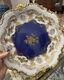 Reichenbach Blue Cobalt Large Plate Gold Gilded With Flowers. Gorgeous