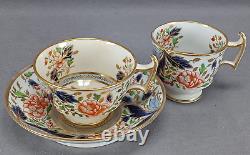 Ridgway 2/138 Cobalt Blue Orange Floral & Gold Tea Trio Cup & Saucer C. 1808-1814