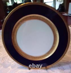 Rosenthal Bavaria Dinner Plate Cobalt Blue Heavy Encrusted Gold 5388 Set of 4
