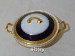 Rosenthal Cobalt Blue Gold Encrusted Porcelain Covered Serving Bowl Prima Donna