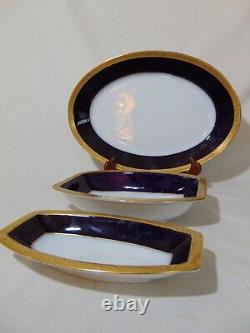 Rosenthal Cobalt Blue Gold Encrusted Porcelain Platter Serving Bowls Prima Donna