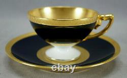 Rosenthal Cobalt & Gold Interior & Encrusted Pedestal Demitasse Cup & Saucer