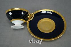 Rosenthal Cobalt & Gold Interior & Encrusted Pedestal Demitasse Cup & Saucer