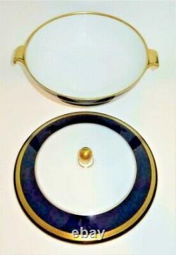 Rosenthal EMINENCE #5107 Cobalt Blue & Gold Laurel Round Covered Casserole Bowl