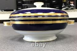 Rosenthal EMINENCE Gold Cobalt Blue, Large Round Covered Vegetable Serving Bowl