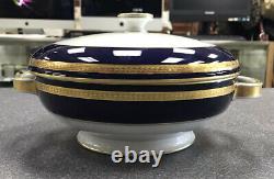 Rosenthal EMINENCE Gold Cobalt Blue, Large Round Covered Vegetable Serving Bowl