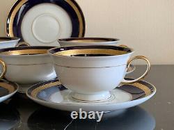 Rosenthal Germany Eminence Cobalt Blue and Gold Cup and Saucers Set of 5