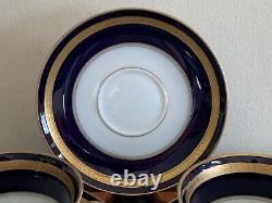 Rosenthal Germany Eminence Cobalt Blue and Gold Cup and Saucers Set of 5