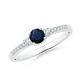 Round 0.4 Ctw Blue Sapphire 10k White Gold Women Valentine Gift Ring Jewelry