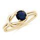 Round 0.6 Ctw Blue Sapphire 10k Yellow Gold Women Love Party Ring Jewelry