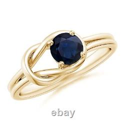 Round 0.6 Ctw Blue Sapphire 10K Yellow Gold Women Love Party Ring Jewelry