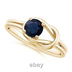Round 0.6 Ctw Blue Sapphire 10K Yellow Gold Women Love Party Ring Jewelry