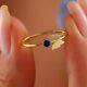 Round Simulated Sapphire Pretty Butterfly Wedding Ring In 14k Yellow Gold Plated