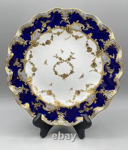 Royal Crown Derby Antique 1891-1921 Cobalt Blue & Heavy Gold Cabinet Plate 9in