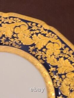 Royal Doulton Cobalt Blue with Raised Gold Service Plates HB9823, c. 1901