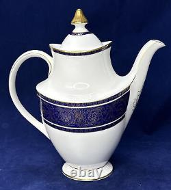 Royal Doulton Imperial Coffee Pot 4996 White Cobalt Blue Gold Excellent
