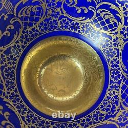 Royal Stafford Floral Bouquet Cobalt Etched Gold Bone China Tea Cup & Saucer