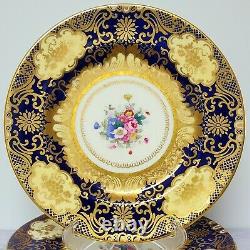 Royal Staffordshire Cobalt Blue Gold Hand Painted Set Of 8 Plates