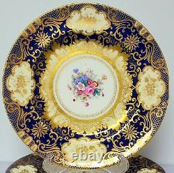 Royal Staffordshire Cobalt Blue Gold Hand Painted Set Of 8 Plates