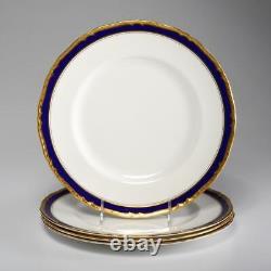 Royal Worcester Aston Cobalt Blue Gold Dinner Plates 10.75 Vintage 4pc Set A