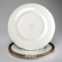 Royal Worcester Aston Cobalt Blue Gold Dinner Plates 10.75 Vintage 4pc Set A