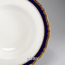 Royal Worcester Aston Cobalt Blue Gold Large Rim Soup Bowls 9.25 Set of 4 C