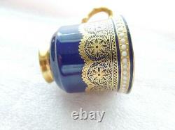 Royal Worcester Demitasse Cup NO Saucer Cobalt Gold Jewels Lace Antique Harrods