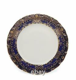 Royalty Porcelain 49-pc Cobalt Blue Banquet Dinner Set for 8, 24K Gold