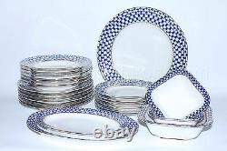 Russian Imperial Lomonosov Porcelain Table Service Cobalt Net Russia Set Gold