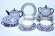 Russian Imperial Lomonosov Porcelain Tea Set Cobalt Net 6/20 22k Gold Original