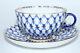 Russian Imperial Lomonosov Porcelain Tea Cup And Saucer Tulip Cobalt Net Gold