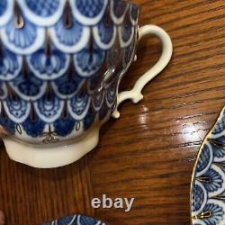 Russian Lomonosov Cobalt blue white tea cup saucer cover lid gold trim