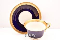 SET 6 Syracuse Queen Anne Old Ivory Cobalt Blue & Gold Tea Cups & Saucers