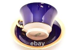 SET 6 Syracuse Queen Anne Old Ivory Cobalt Blue & Gold Tea Cups & Saucers