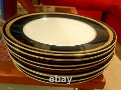 SET 8 Rosenthal EMINENCE 5107 Cobalt Blue Gold Laurel Dinner Plate 10 3/8 NICE