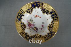 S&J Rathbone Pattern 812 Floral Cobalt Beige & Gold Tea Cup & Saucer C. 1815-25 B