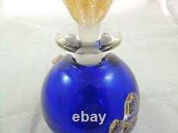 Seguso Murano Cobalt Blue Gold Italian Art Glass Perfume Bottle