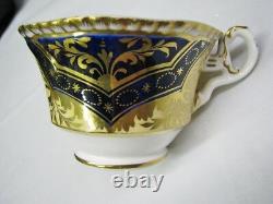 Set 4 1820's Spode Pattern 4276 Porcelain Cups & Saucers Heavily Gilded, Cobalt