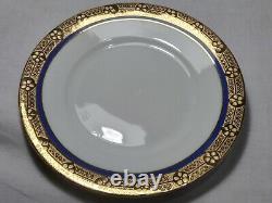 Set (7) Antique Paul Muller Royal Selb Cobalt Blue & 18K Gold Trim Bread Plates