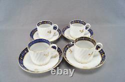 Set of 4 Flight Worcester Cobalt Blue & Gold Thistle Coffee Cans C. 1792 1807