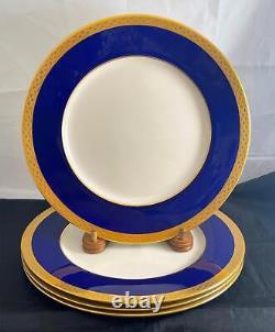 Set of 4 Vintage Lenox J383B Cobalt Blue & Gold Dinner Plates