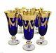 Set Of 6 Interglass Italy Crystal Glasses Cobalt Blue Italian Champagne Flutes