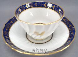 Set of 8 Flight Worcester Cobalt Blue & Gold Thistle Tea Cups Circa 1783 1807