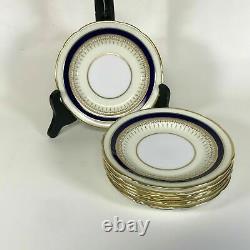 Set of 8 Paragon Cobalt Blue & Gold Decorated Ivory Color Bread Plates