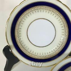 Set of 8 Paragon Cobalt Blue & Gold Decorated Ivory Color Bread Plates