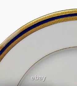 Set of 8 Vintage Lenox Cobalt Blue Band & Gold Rim Dinner Plates 10 1/2