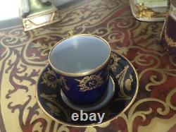 Sevres France Porcelain Cobalt Gold Napoleon Cup And Saucer Antique