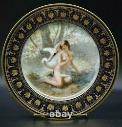 Sevres French Leda & The Swan Cobalt Blue & Gold 9 1/2 Nude Portrait Plate