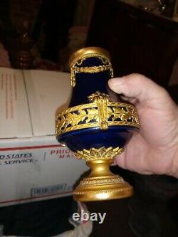 Sevres MEISSEN COBALT BLUE GOLD Dore Urn Vase C1840-70s